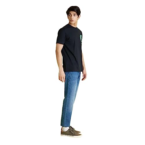 Image of Celio Men Rick and Morty Graphic Black Half-Sleeve Round Neck T-Shirt