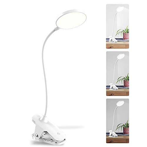Lámpara de lectura con pinza para libro, 20 ledes, 2800 mAh, USB, recargable, 3 temperaturas de color, control táctil, cuello de cisne de 360°, lámpara de pinza para lectura nocturna, oficina, hogar Cover