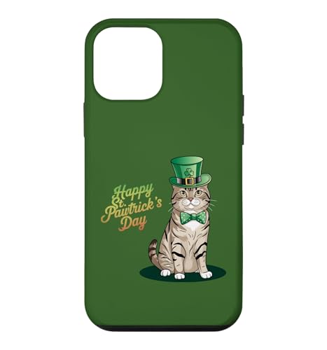 Happy St. Pawtrick's Day ? Tabby Saint Patrick's Day Paw �X�}�z�P�[�X iPhone 12 mini �p