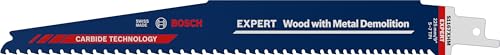 Bosch 1x EXPERT Wood with Metal Demolition S1167XHM Säbelsägeblatt (für Holz mit zähem Metall, Bauholz mit Mörtel und Nägeln, Länge 225 mm, Professional Zubehör Säbelsäge)