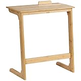 HOMCOM Mesa Auxiliar en Forma de C Mesa Auxiliar para Sofá de Bambú con Encimera Abatible y Ángulo Ajustable 140-180° para Salón Cama Dormitorio 60x33x67 cm Natural
