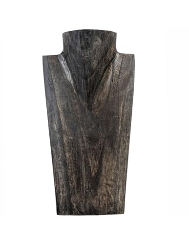 Coco Papaya Buste présentoir à collier 25cm en bois finition noir vintage