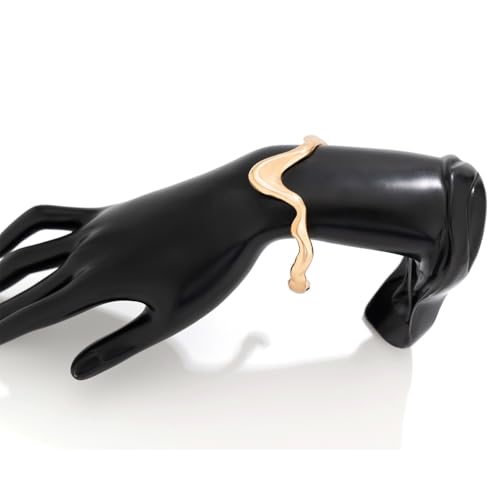 Chunky Gold Punk Cuffs Bracelets for Women Vintage Silver Liquid Geometric Lava Wave Bangle Curved Wavy Irregular Bracelet Trendy Melted Jewelry Gifts 6