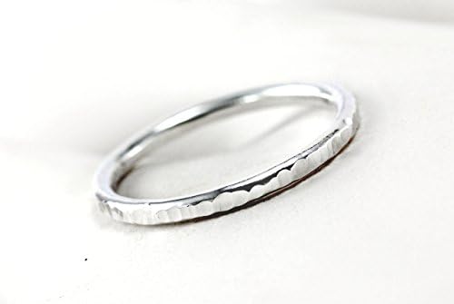 Hammer Textured Ring Band - Sterling Silver, 14k-18k Palladium White, Yellow Gold, Rose Gold, 950 Palladium, Platinum - Hammered Stacker Ring, Wedding Band, Engagement Promise Ring - Handmade