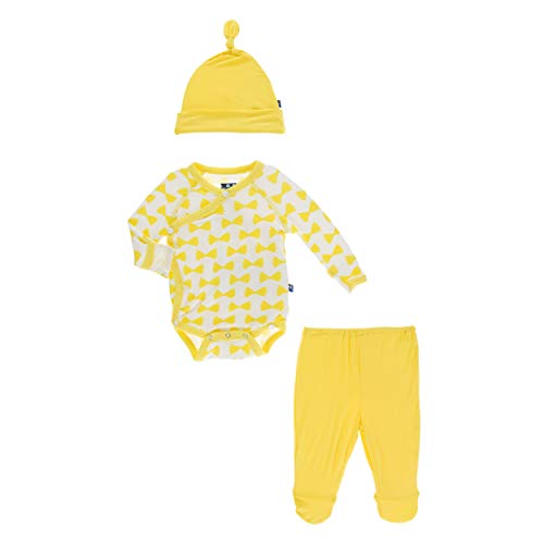 KicKee Pants Little Boys Kimono Newborn Gift Set with Elephant Box - Natural Farfalle, 0-3 Months