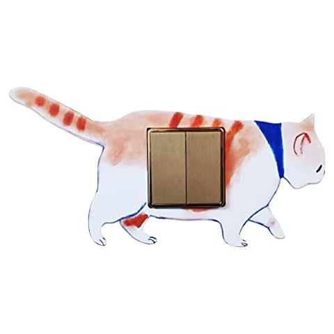 SYROVIA Wood 3D Cute Cat Wall Sticker for for Home Decoration Lovely Pet Wall Stickers Light Switch Decor Decals Art Mural Baby Nursery Room Cover