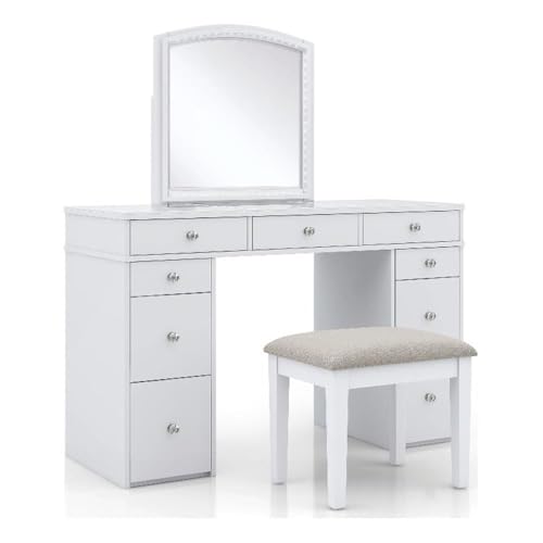 Furniture of America Galveston Solid Wood 3-Piece Vanity Set in White