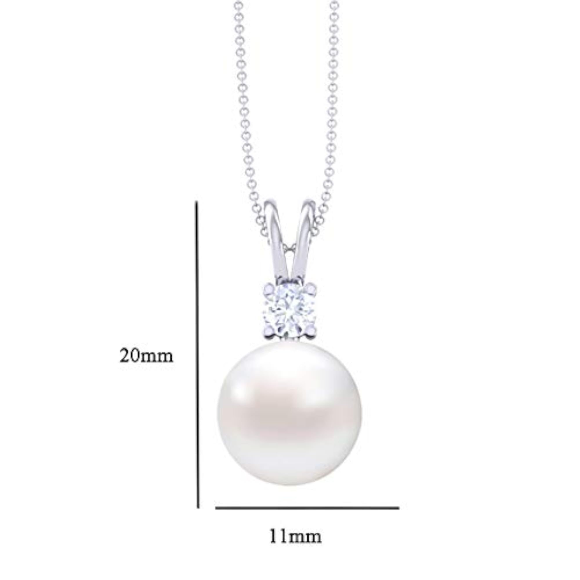 Women's 925 Silver Classic Pearl Pendant with Chain