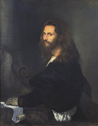 Tableau Portrait d'un musicien Tiziano Vecelli habiller un grand mur vide chambre salon