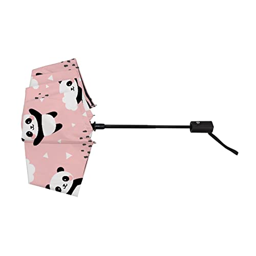 Baegutly Auto Open Close Umbrella Panda Cute Cloud Dots Pink Animal Folding Umbrella Sun Rain Compact Umbrella For Women Men Boy Girl Kid #TOP3