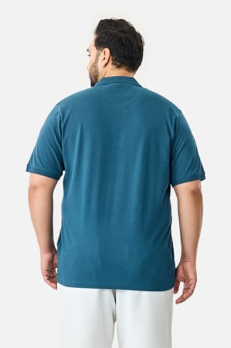 Image of SNITCH Men Polo Plus Size T-Shirt | Knitted Solid Polo with Contrast Tipped Collar & Logo Embroidery | 100% Cotton Breathable Lightweight Smart Casual Wear