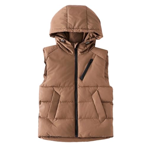Toddler Boys Girls Winter Puffer Vest Boys Hooded Sleeveless Jacket Lightweight Warm Down Coat with Pocket Kids 3-12 Years
