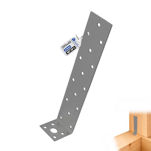 GeZu Impex® Anclaje plano 200 x 40 mm Juego galvanizado con 4 bisagras anclaje de tablón de hormigón
