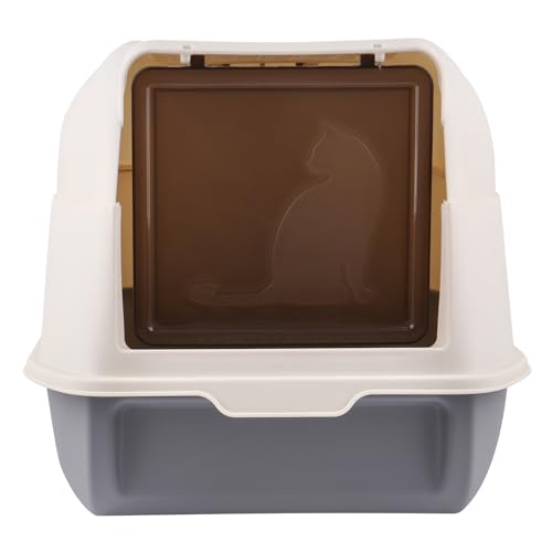 XXL Große platzsparende Eck Katzentoilette mit Deckel Katzen WC Haube Ecktoilette Katzenklo Ecke inkl. Filter Schaufel,2 Eingangstüren, bis 15 kg-36...