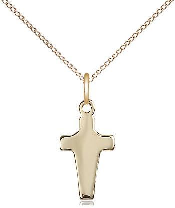 14kt Gold Filled Cross Pendant on a 13 inch Gold Filled Light Curb Chain.