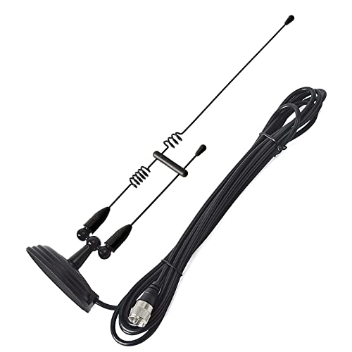 HYSHIKRA Dual Band Mobile Antenna, Magnetic Mount Whip 144/430Mhz with 4 Meters RG58U Coax Cable for Yaesu Midland Icom Motorola Kenwood Vehicle Transceiver (Black)