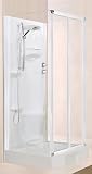 Novellini New Holiday S2F Standard 100x80 cm Cabina Doccia Bagno Multifunzione Parete Apertura 2 Ante Soffietto e 2 Fisse Laterali Miscelatore Termostatico Vetro Trasparente Profilo Bianco Alto 206cm