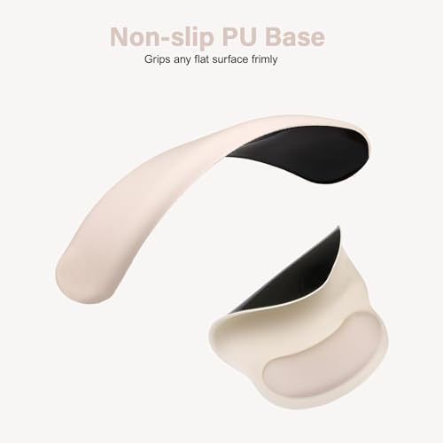 Image of MOSISO Wrist Rest Support for Mouse Pad&Keyboard Set, Circle Curved Ergonomic Mousepad&Coaster Non-Slip Base Home /Office Pain Relief&Easy Typing Pad with Soft Cloth&Silicone Lining, Apricot