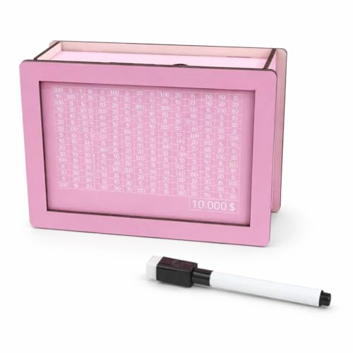 Joezhe $10,000 Money Saving Box with Counter, Wood Piggy Bank