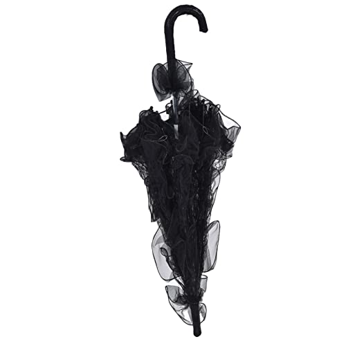 lvifloae Schwarzer Sonnenschirm, Gothic-Vintage-Spitzenschirm, eleganter Spitzen-Brautschirm, Hochzeitsfeier, Fotografie, Dekor, Requisite, Spitzenschirm-Dekoration für Hochzeiten