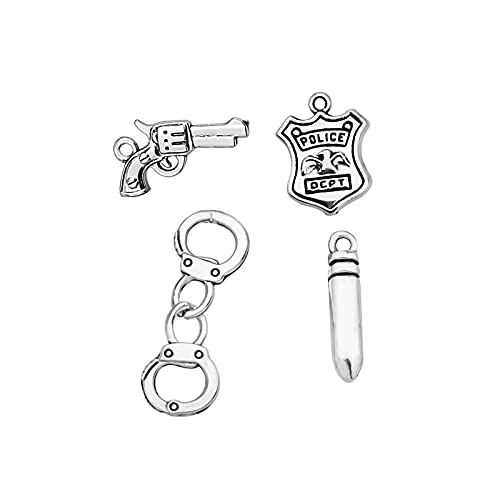 FEELMEM Police Handcuff Charms Dept Charms for Jewelry Making Policeman Gifts Cops Gift Police Officer Jewelry Police Academy Graduates Gift for Her or Him (Police)