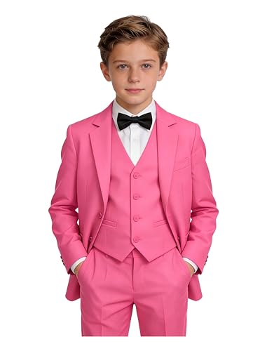 Image of Toddler Suits Slim Fit Suit for Boys,Formal Tuxedo Ring Bearer Outfit Kids Dress Clothes for Wedding,Adjustable Waist