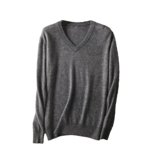 Men's Cashmere Sweaters Solid V-Neck Casual Knit Pullovers Long Sleeve Warm Jumper Tops