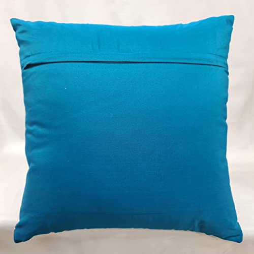 Image of Checks Turqoise Silver Sequin Cushion Covers Size - 40x40 (Pack of 3)