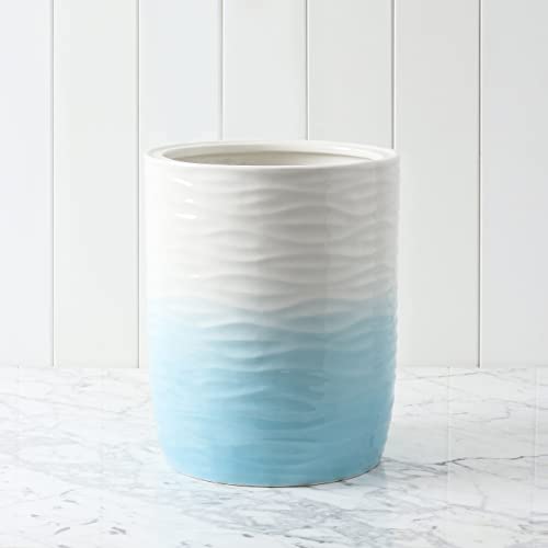Motifeur Bathroom Wastebasket - Ceramic Decorative Trash Can (Blue And White Gradient)… #TOP5