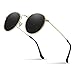 Kennifer Rondes Lunettes de soleil, Polarisées Rétro AL-MG Métal Cadre Steampunk pour Homme et Femme lunettes de soleil protection UV400