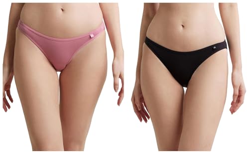 Image of Jockey SS02 Women's Super Combed Cotton Elastane Stretch Low Waist Bikini with Concealed Waistband and StayFresh Treatment (Colors & Prints May Vary) (Pack of 2)