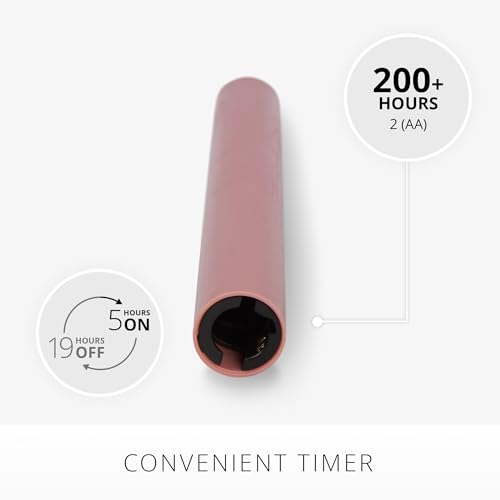 Image of Luminara Flameless Candle Taper (1 inch x 9.5 inch) Melted Top Real Wax Unscented Remote Ready Timer (Blooming Mauve)