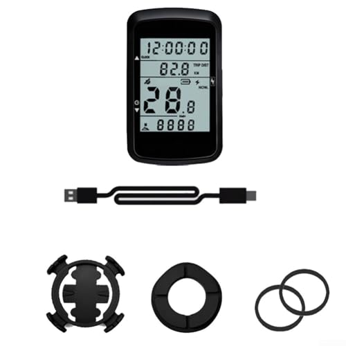 Hasaller Ordenador GPS inalámbrico para bicicleta con pantalla de 2.4 pulgadas y soporte de carga tipo C de 28 horas de duración de la batería, color negro (sin soporte extendido)