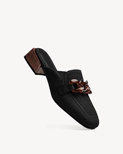Image of NEWBELLA Mousse Fit Women Flat Mules Commute Pointed Toe Mules Flats Slip On Slides Walking Shoes, Dark 8