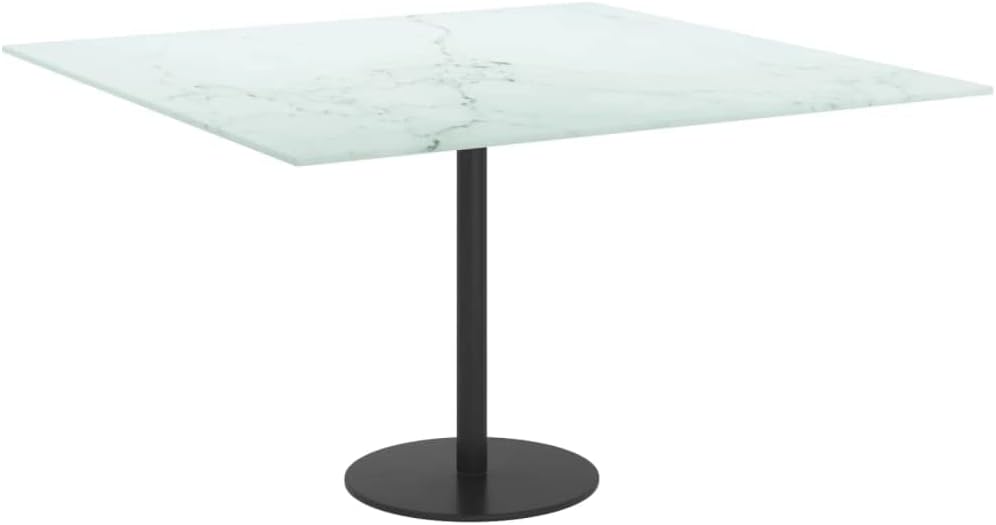 Table Top White Tempered Glass 27.6 x 27.6 in Pattern Table Top Kitchen Furniture Table Parts Tops