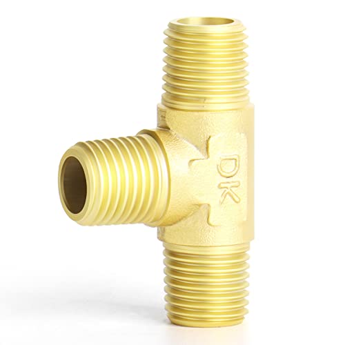 Image of GASHER 5PCS Brass 3 Way, 1 /4 inch x 1 /4 inch x 1 /4 inch NPT Male Tee Pipe Fittings