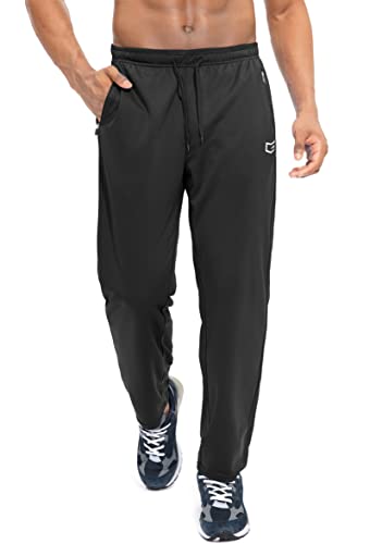 G Gradual Men's Sweatpants With Zipper Pockets Open Bottom Athletic Pants For Men Workout, Jogging, Running, Lounge (Black, Large) #TOP15