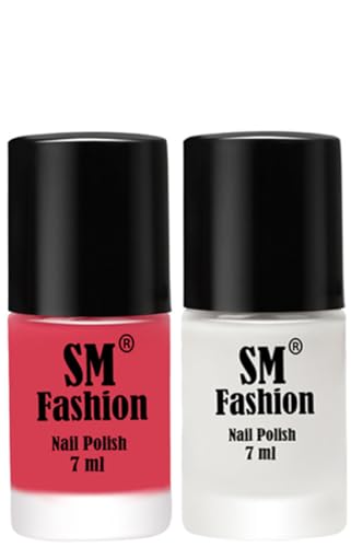 Image of Long Lasting Nail Polish | Nail Paint Combo 7 ml Each) - Set of 2 Rose-White