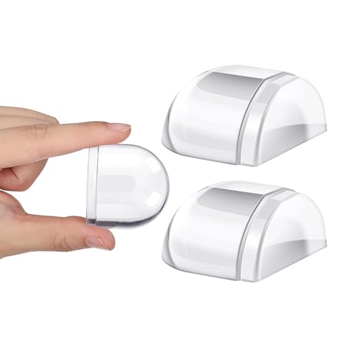 2Pcs Clear Floor Door Stopper Invisible Rubber Doorstops Acrylic Door Bumpers Self-Adhesive Floor Doors Buffers for Wood Tiles Carpets Surface Home Office