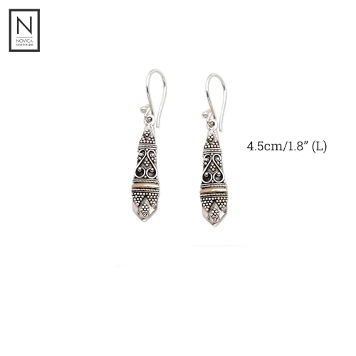 NOVICA Artisan Handmade Gold Accent Dangle Earrings Sterling Silver Indonesia Balinese Traditional [1.8 in L x 0.3 in W] ' Ubud Dancer'3