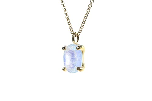 Collier pierre de lune Anémone pour femme avec pendentif ovale fait main
