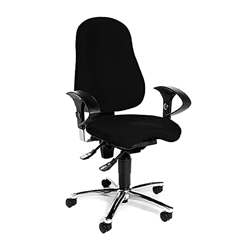 Bürodrehstuhl Topstar Sitness 10 schwarz mit Armlehnen höhenverstellbar - Doppelrollen-Set für Teppichböden