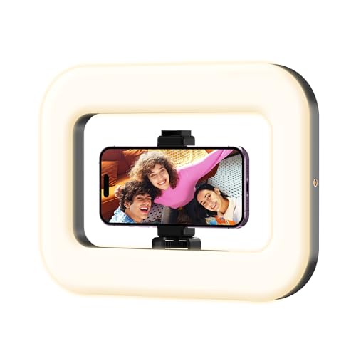 Rechargeable Ring Light Without Stand, Cordless Square Ring Light for 360 Photo Booth Accessories, Phone Video Stabilizer for iPhone with 4000mAh Built-in Battery for Video Recording Streaming