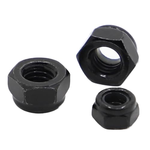 Contratuerca, Tuercas autoblocantes Negro Acero al carbono Nylon Tuercas hexagonales autoblocantes Contratuerca Tuerca deslizante DIN985 M2 M2.5 M3 M4 M5 M6 M8 M10 M12 M16(M8 10pcs)(M2.5 20pcs)