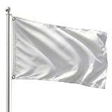 DMSE Solid White Flag, 2x3 Flag, UV Resistant, Fade Resistant Material with Metal Grommets (2ft x 3ft), (Polyester), (White)