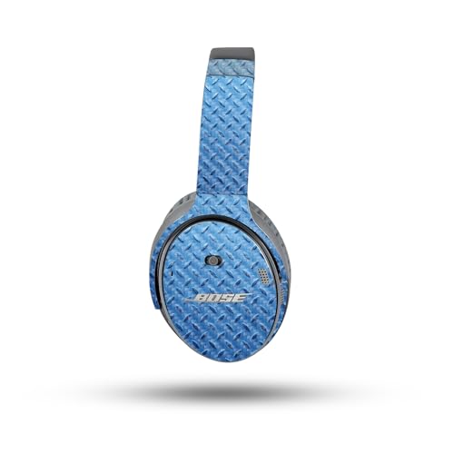Image of MightySkins Carbon Fiber Skin Compatible with Bose QuietComfort 35 II Headphones - Blue Gridiron | Protective, Durable Textured Carbon Fiber Finish | Easy to Apply