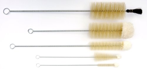 Redecker Haushaltsbürsten-Set 5-teilig: Flaschenbürsten, Reinigungsbürsten mit Wollspitze (verschiedene Größen), konische Reinigungsbürste mit Wollspitze; Borste und Baumwolle