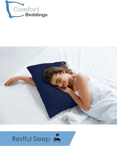 Image of Comfort Beddings Pack of 2 Toddler Pillowcases 13x18 Premium 100% Cotton Blend Navy Blue Toddler Pillow Case Zipper Closure, Super Soft Nursery Pillow Covers - Perfect for Kids (Size-13x18, Navy Blue)