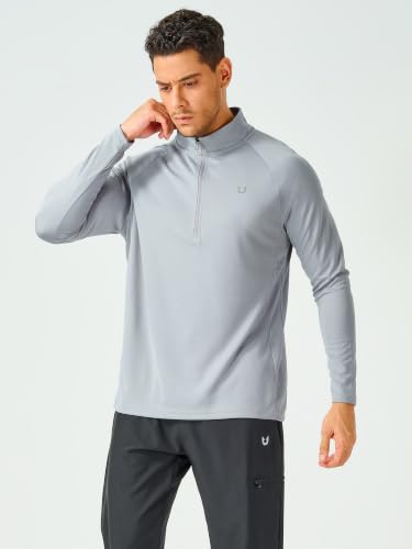 Image of NORTHYARD Men's Quarter Zip Pullover Athletic Running Shirt Long Sleeve | 1 /4 Zip Top, Quick Dry Lightweight, Moisture Wicking Breathable, Reflective Strips, Performance Workout Gym, Hiking Sports
