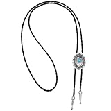 bolo tie Lunghezza regolabile: con il cinturino in pelle intrecciata nera, la lunghezza è regolabile fino a circa 95 cm, consente di regolare la lunghezza di indossare in base alle proprie preferenze personali e alle esigenze di indossamento, e ottenere una vestibilità comoda.
